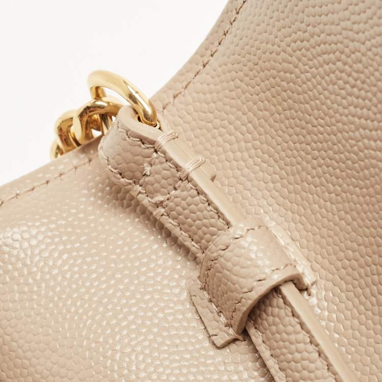 مملوكة مسبقًا Saint Laurent Beige Leather Cassandra Wallet on Chain