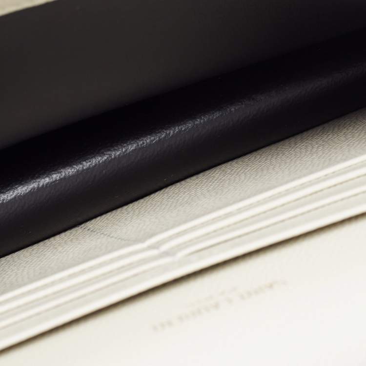 Pre Owned Saint Laurent White Matelassé Leather Cassandre Wallet on Chain