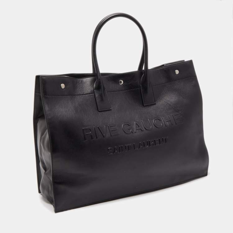 Pre Owned Saint Laurent Black Leather Neo Rive Gauche Tote