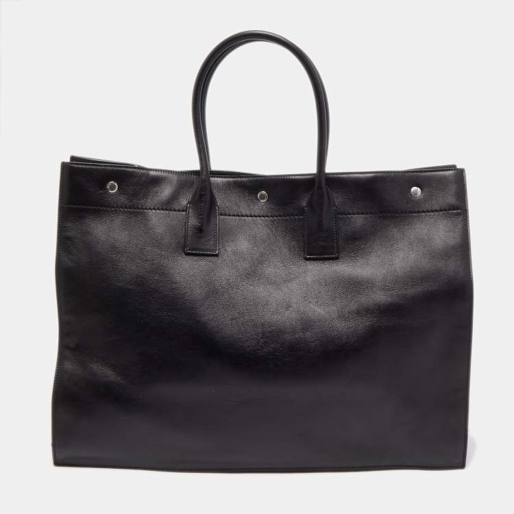 Pre Owned Saint Laurent Black Leather Neo Rive Gauche Tote