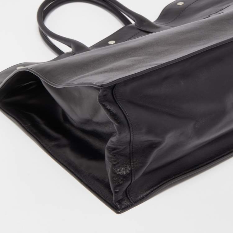 Pre Owned Saint Laurent Black Leather Neo Rive Gauche Tote