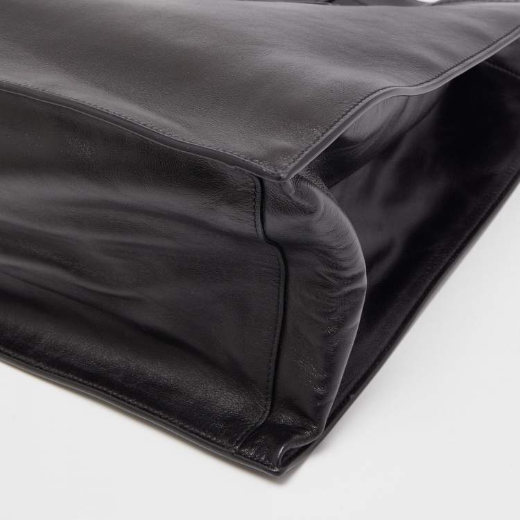 Pre Owned Saint Laurent Black Leather Neo Rive Gauche Tote