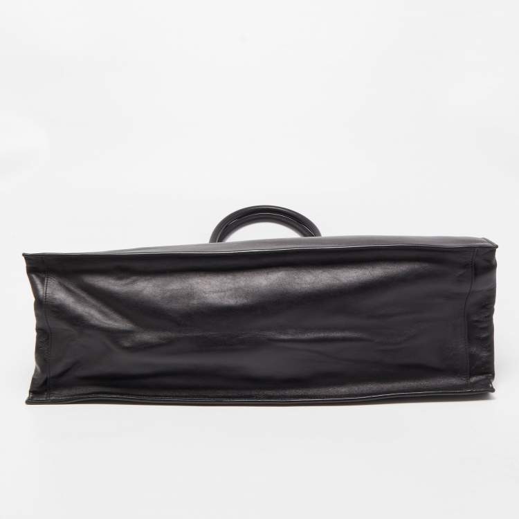 Pre Owned Saint Laurent Black Leather Neo Rive Gauche Tote