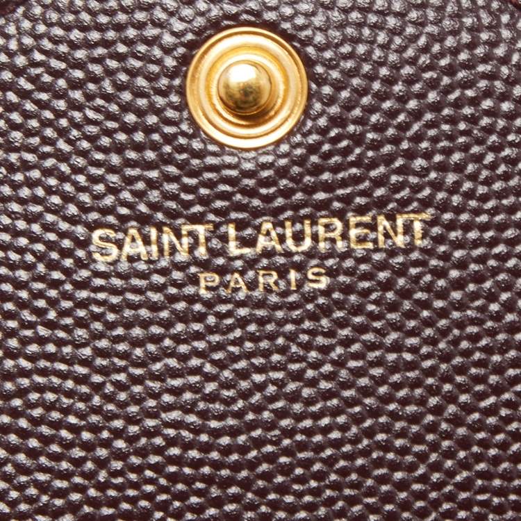 Pre Owned Saint Laurent Burgundy Matelasse Leather Cassandra Wallet on Chain