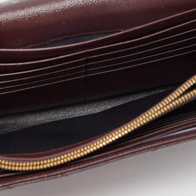Pre Owned Saint Laurent Burgundy Matelasse Leather Cassandra Wallet on Chain
