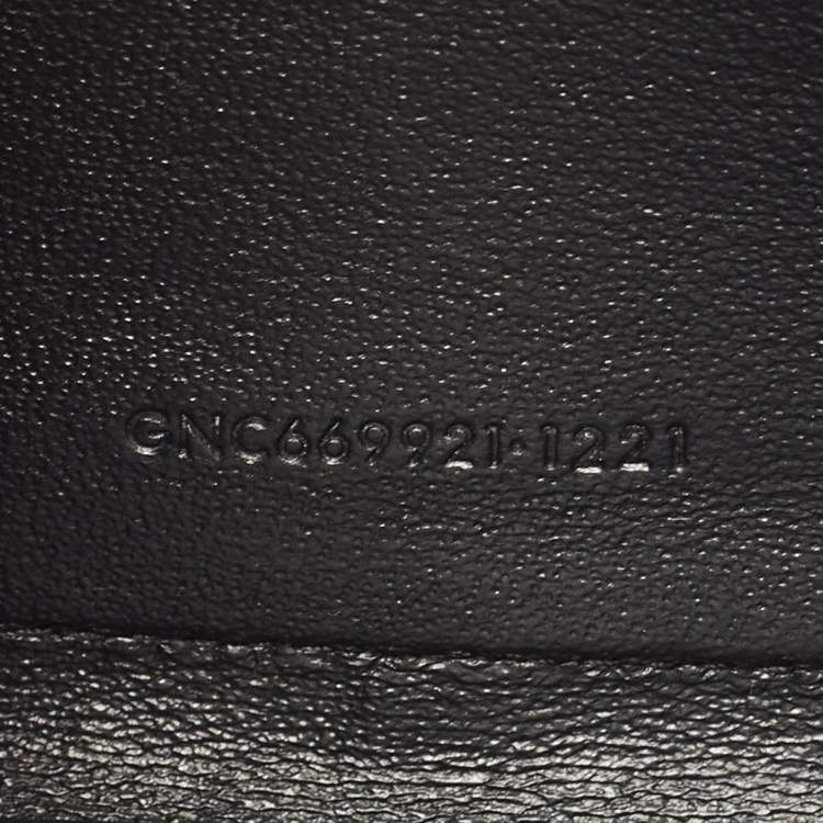 Pre Owned Saint Laurent Black Croc Embossed Leather Monogram Wallet On Chain