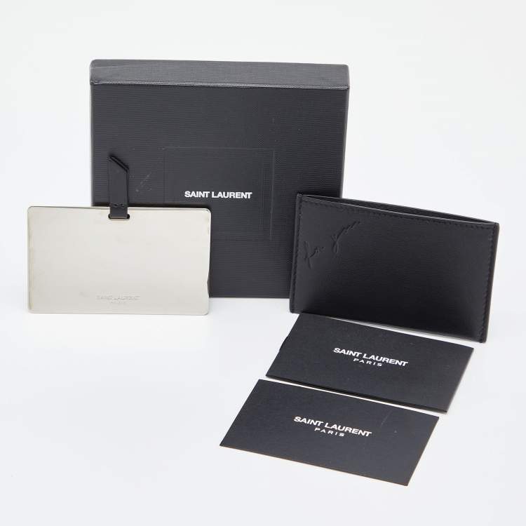 Pre Owned Saint Laurent Black Leather Pocket Mirror Case