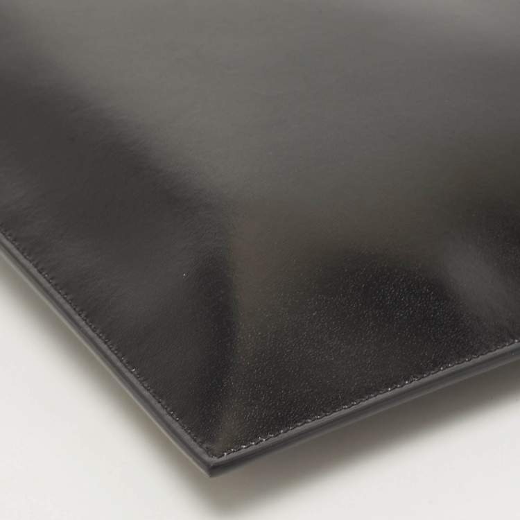 Pre Owned Saint Laurent Black Glossy Leather Zip Pouch