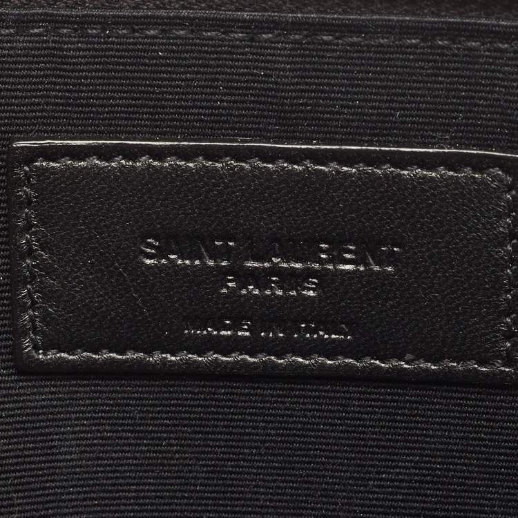 Pre Owned Saint Laurent Black Glossy Leather Zip Pouch