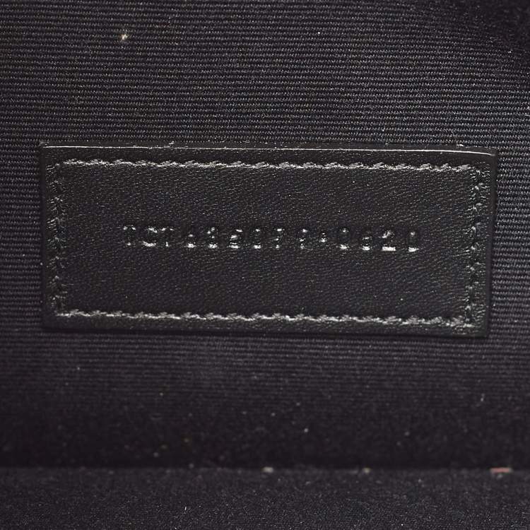 Pre Owned Saint Laurent Black Glossy Leather Zip Pouch