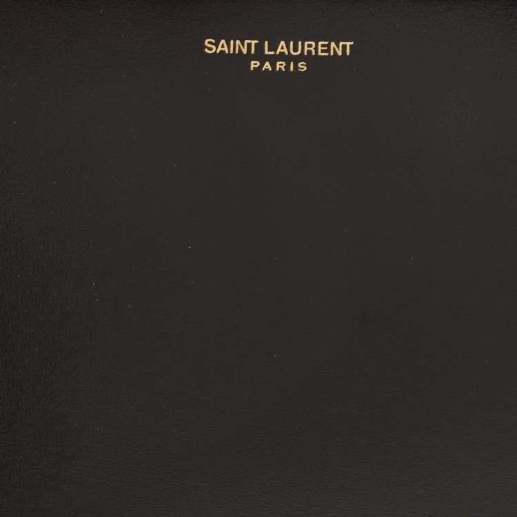 Pre Owned Saint Laurent Black Glossy Leather Zip Pouch