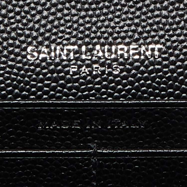 Pre Owned Saint Laurent Black Matelassé Leather Cassandre Continental Wallet
