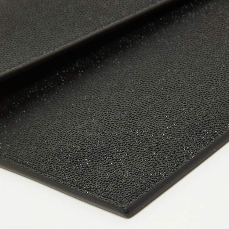 Pre Owned Saint Laurent Black Grained Leather Medium Uptown Clutch