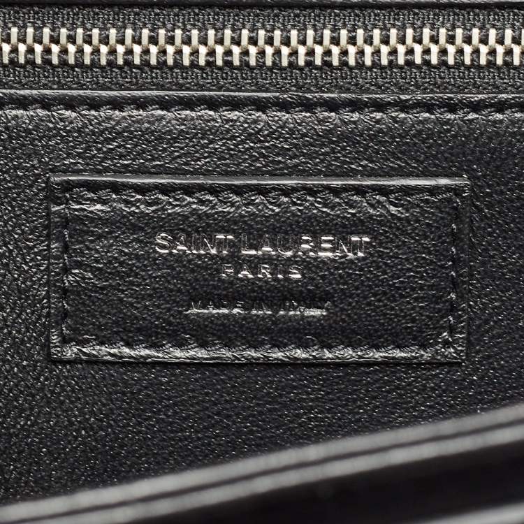 Pre Owned Saint Laurent Black Croc Embossed Leather Medium Babylone Top Handle Bag