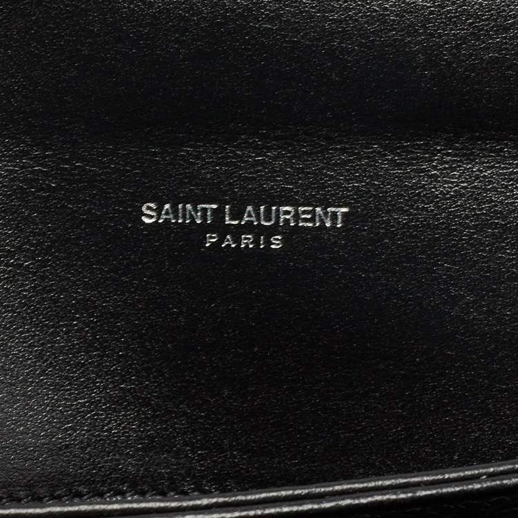 Pre Owned Saint Laurent Black Croc Embossed Leather Medium Babylone Top Handle Bag
