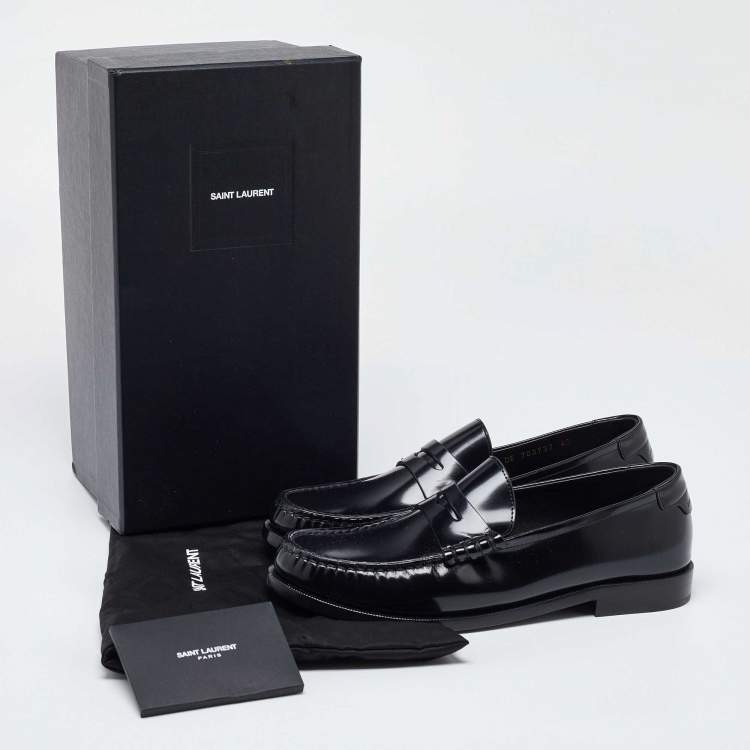 Pre Owned Saint Laurent Black Patent Leather Penny Le Loafers Size 40
