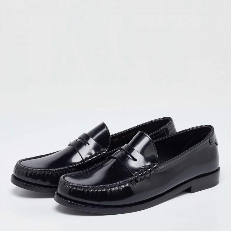 Pre Owned Saint Laurent Black Patent Leather Penny Le Loafers Size 40