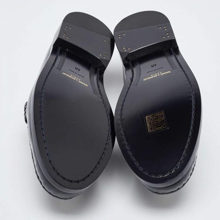 Pre Owned Saint Laurent Black Patent Leather Penny Le Loafers Size 40