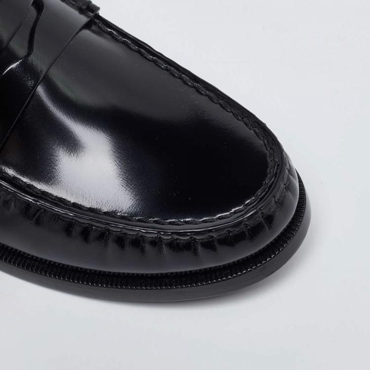 Pre Owned Saint Laurent Black Patent Leather Penny Le Loafers Size 40
