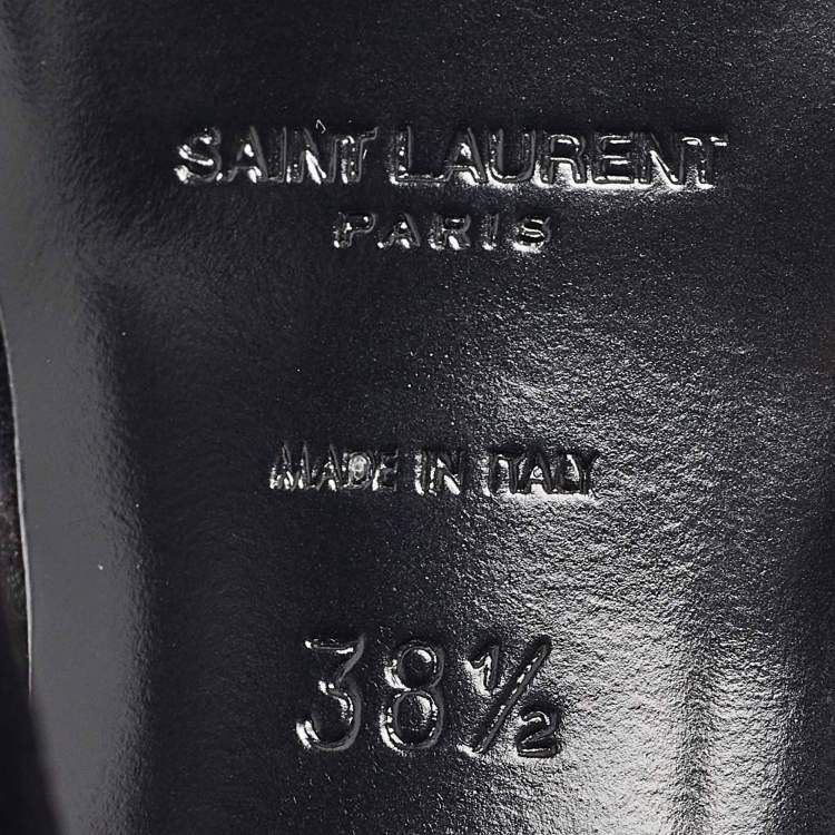 Pre Owned Saint Laurent Black Velvet Tribute Sandals Size 38.5
