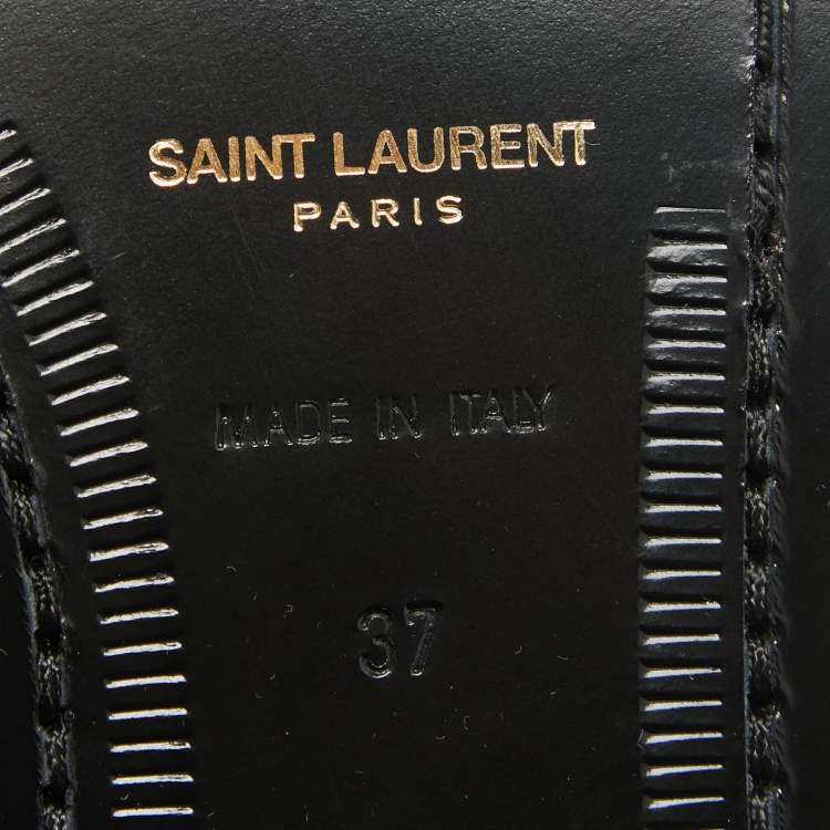 Pre Owned Saint Laurent Black Brushed Leather Penny Loafers Size 37