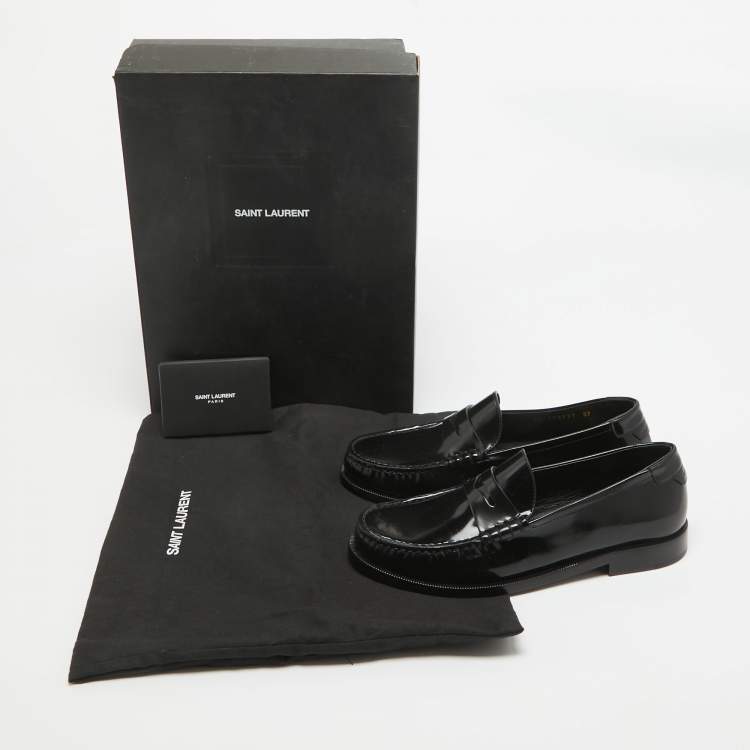 Pre Owned Saint Laurent Black Brushed Leather Penny Loafers Size 37