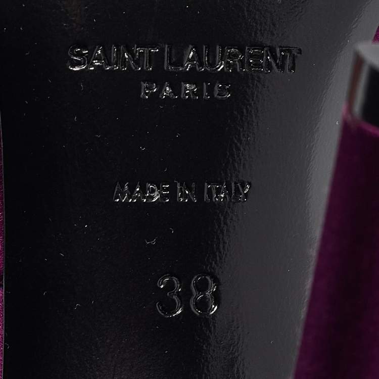 Pre Owned Saint Laurent Purple Satin Slide Sandals Size 38