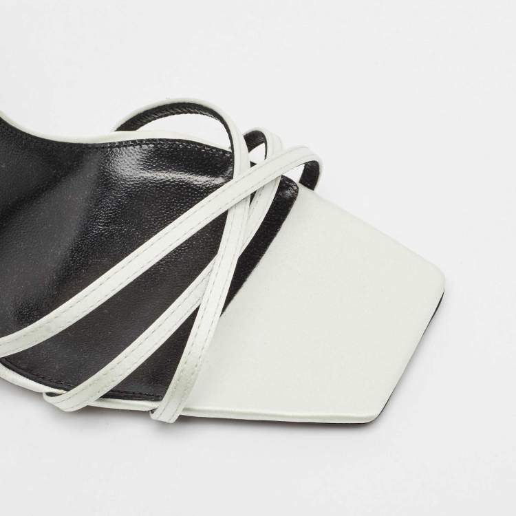 Pre Owned Saint Laurent Pastel Green Satin Ankle Strap Sandals Size 39