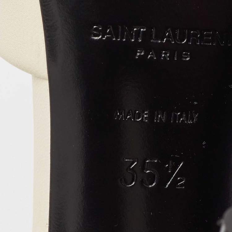 Pre Owned Saint Laurent White Leather  La 16 Slide Sandals Size 35.5
