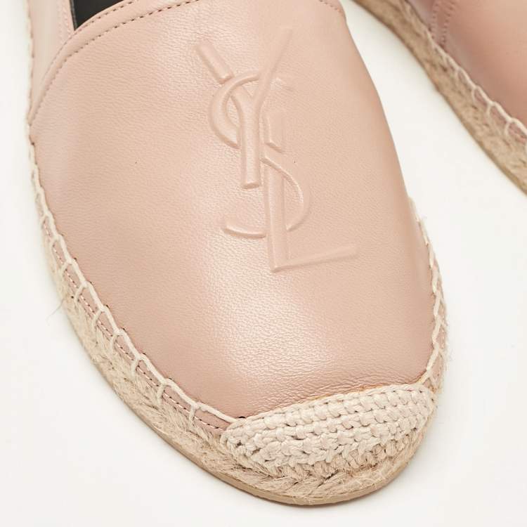Pre Owned Saint Laurent Beige Leather Espadrille Loafers Size 38