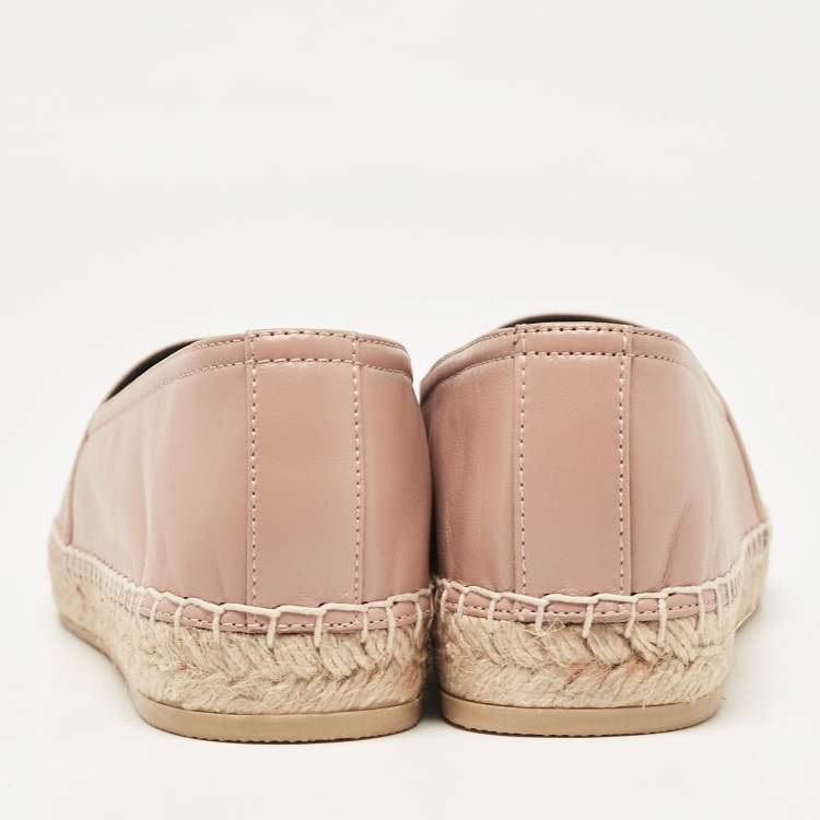 Pre Owned Saint Laurent Beige Leather Espadrille Loafers Size 38