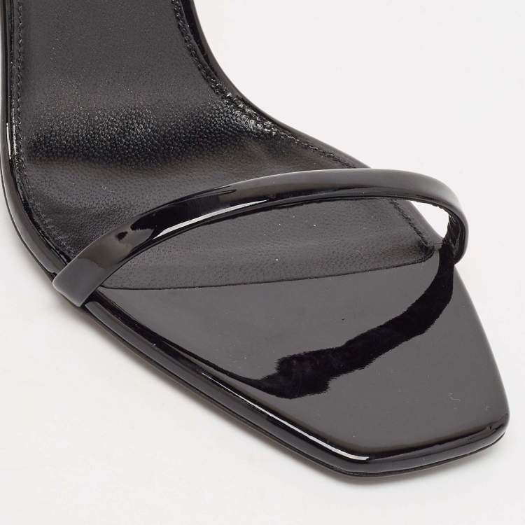 مملوكة مسبقًا Saint Laurent Black Patent Leather Opyum Sandals Size 38.5