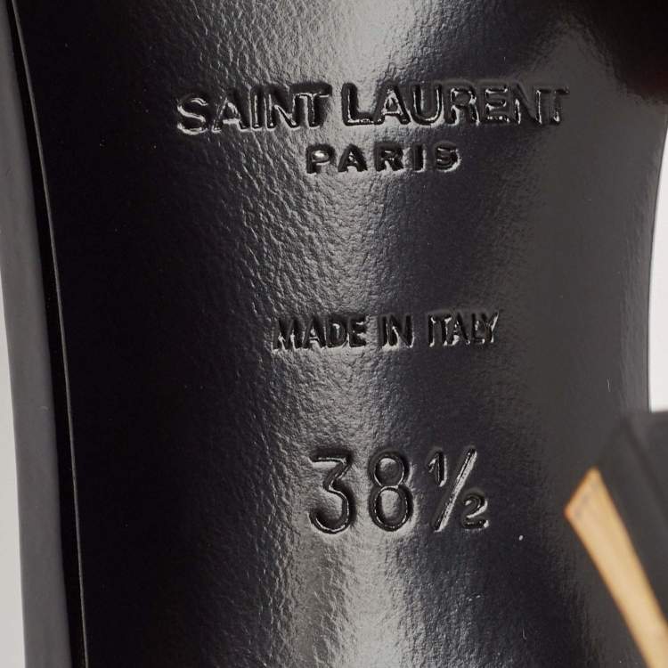 مملوكة مسبقًا Saint Laurent Black Patent Leather Opyum Sandals Size 38.5