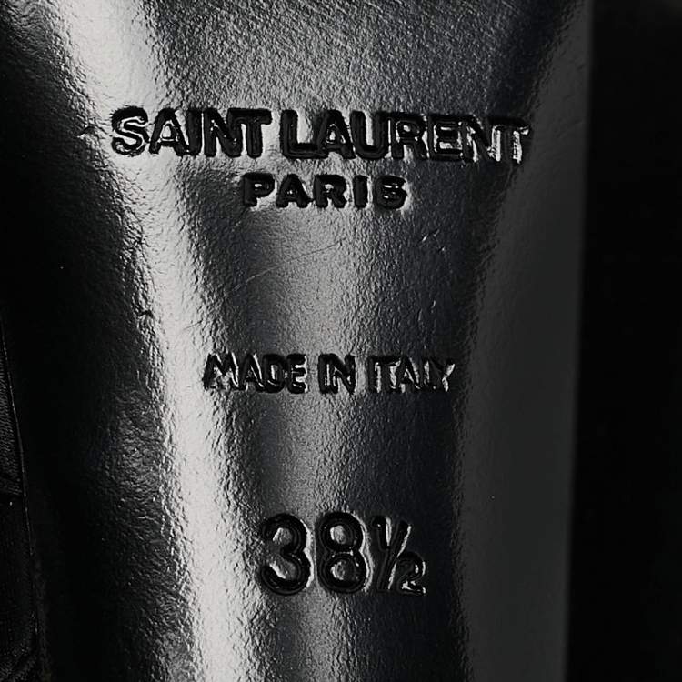 Pre Owned Saint Laurent Black Satin Claude Slingback Pumps Size 38.5