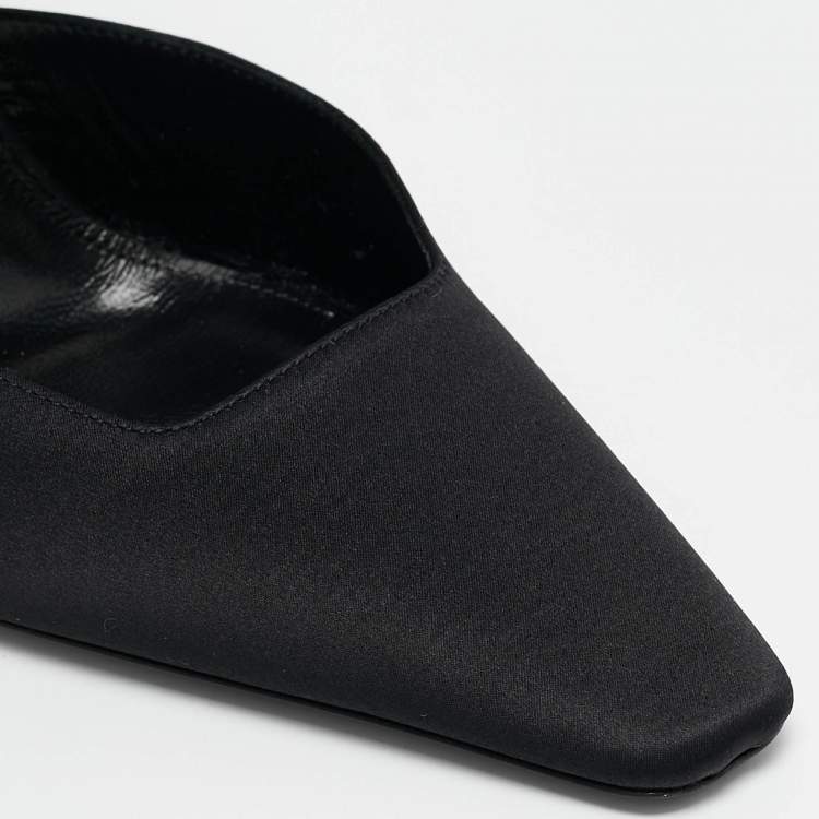 Pre Owned Saint Laurent Black Satin Claude Slingback Pumps Size 38.5