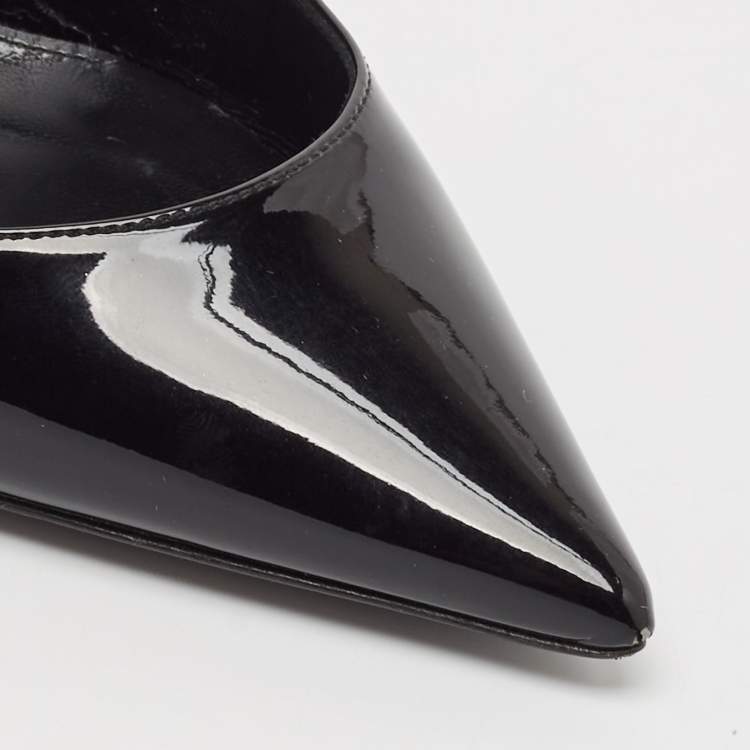 Pre Owned Saint Laurent Black Patent Leather Zoe Pumps Size 38