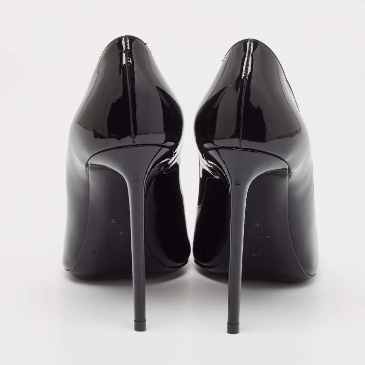 Pre Owned Saint Laurent Black Patent Leather Zoe Pumps Size 38