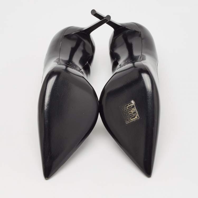 Pre Owned Saint Laurent Black Patent Leather Zoe Pumps Size 38