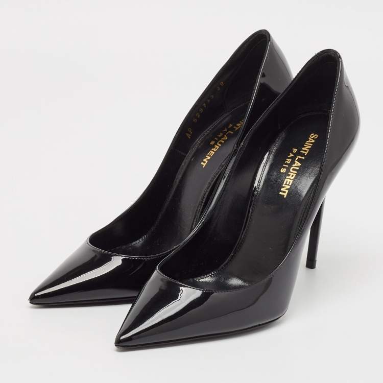 Pre Owned Saint Laurent Black Patent Leather Zoe Pumps Size 38