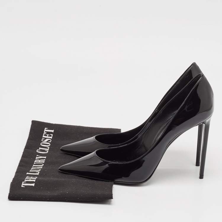 Pre Owned Saint Laurent Black Patent Leather Zoe Pumps Size 38
