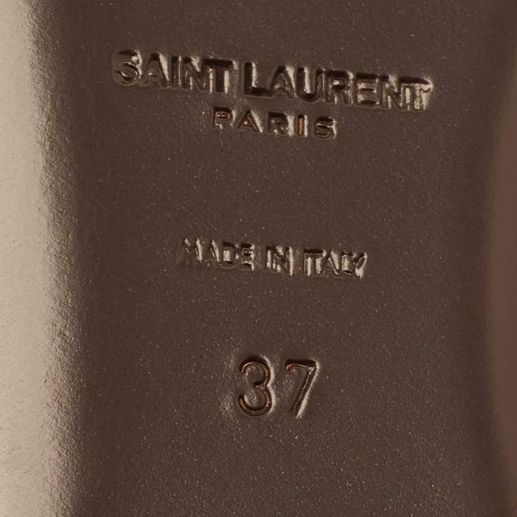 Pre Owned Saint Laurent Brown Leather Cassandra Flat Sandals Size 37