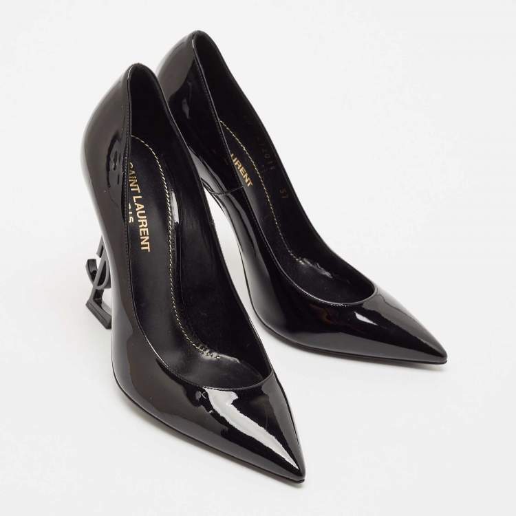 Pre Owned Saint Laurent Black Patent Leather Opyum Pumps Size 37
