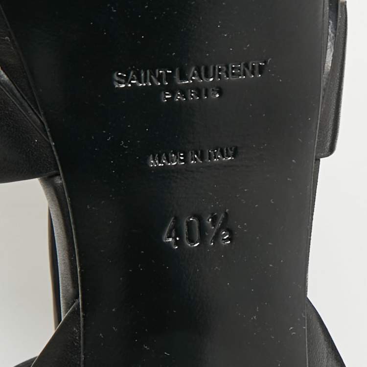 مملوكة مسبقًا Saint Laurent Black Leather Tribute Platform Sandals Size 40.5