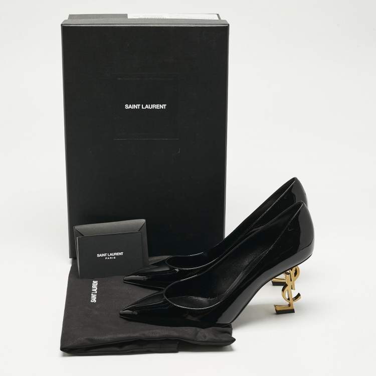 Pre Owned Saint Laurent Black Patent Leather Opyum Pumps Size 37