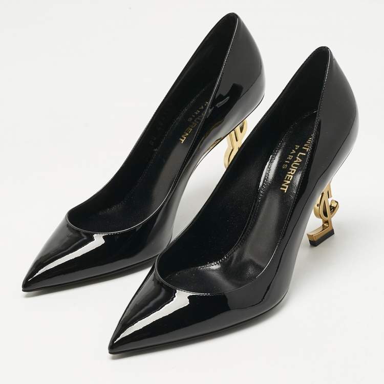 Pre Owned Saint Laurent Black Patent Leather Opyum Pumps Size 37