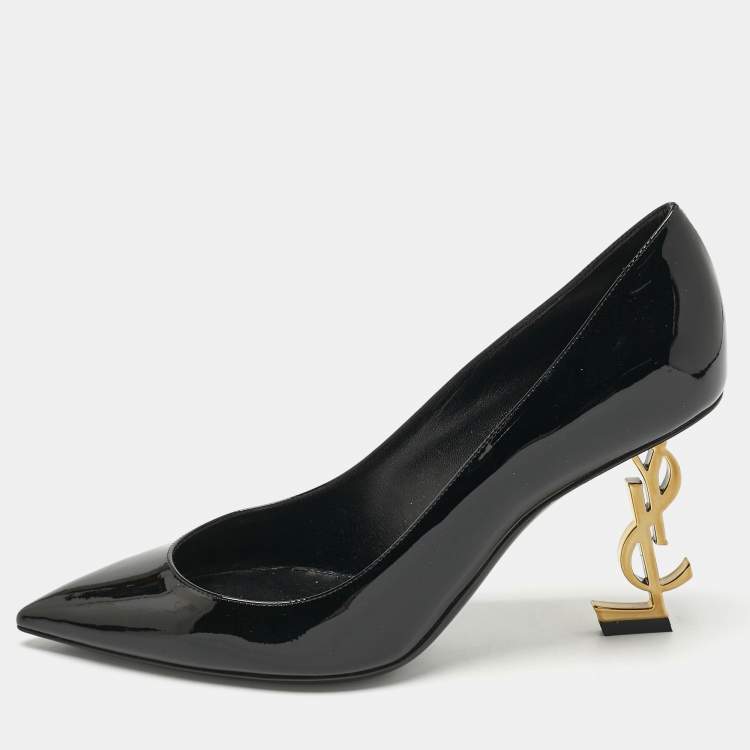 Pre Owned Saint Laurent Black Patent Leather Opyum Pumps Size 37