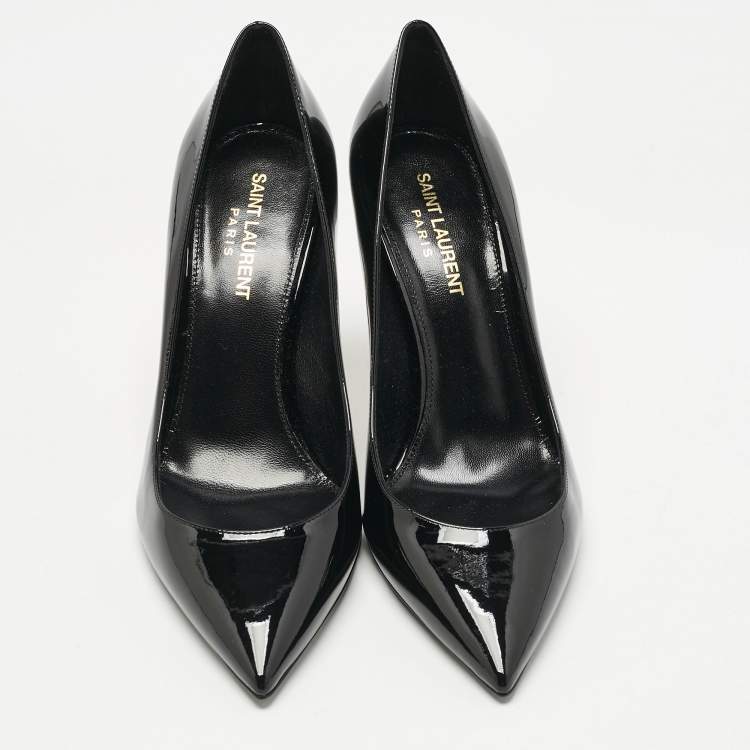Pre Owned Saint Laurent Black Patent Leather Opyum Pumps Size 37