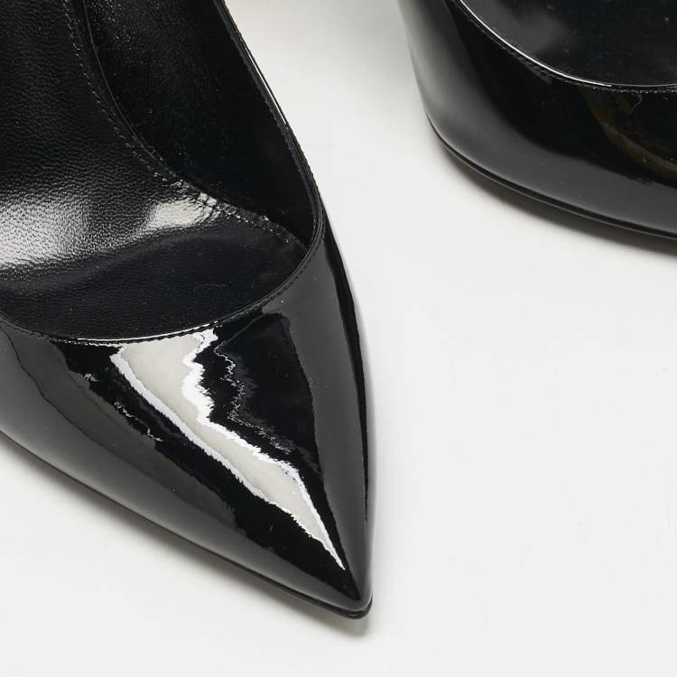 Pre Owned Saint Laurent Black Patent Leather Opyum Pumps Size 37