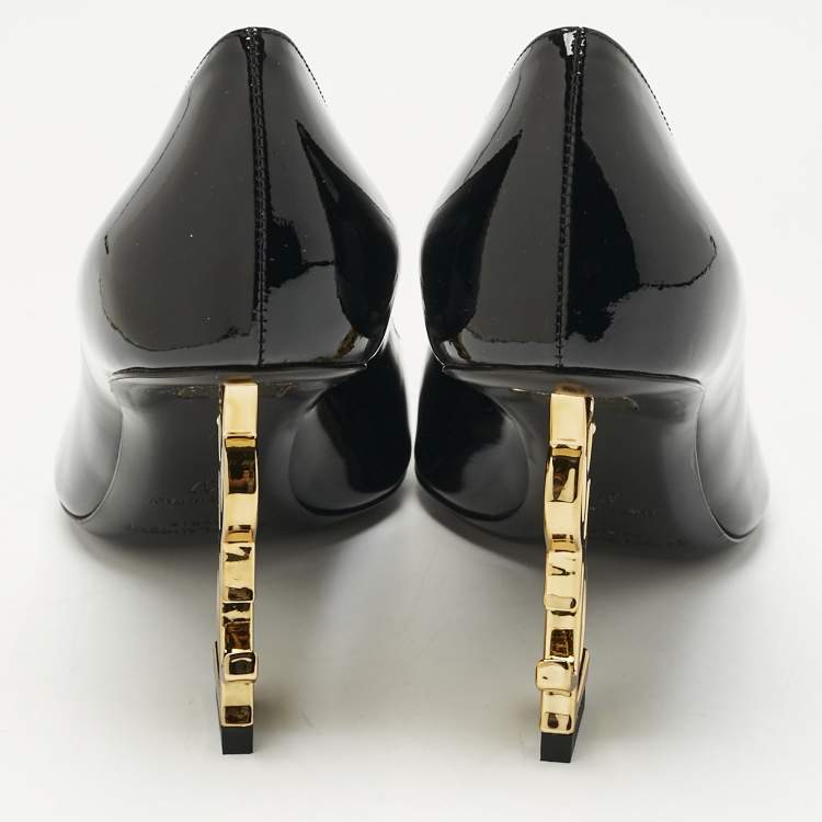 Pre Owned Saint Laurent Black Patent Leather Opyum Pumps Size 37