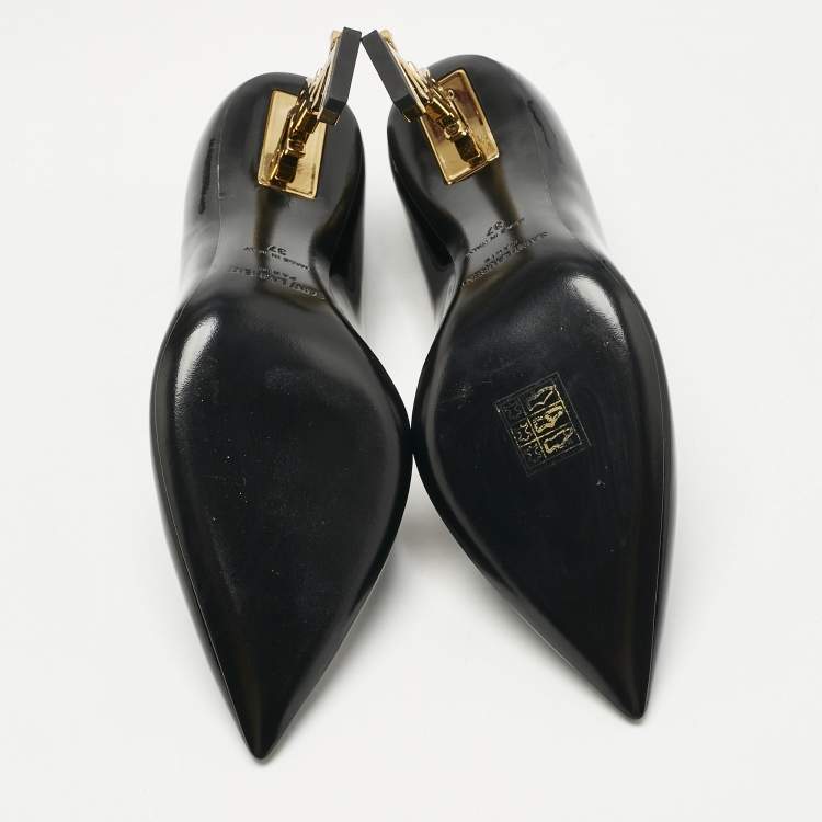 Pre Owned Saint Laurent Black Patent Leather Opyum Pumps Size 37